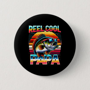 Fishing Dad Papa Reel Cool Papa Fisherman Father's 6 Cm Round Badge