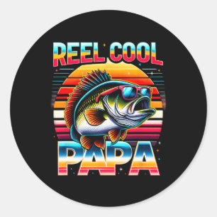 Fishing Dad Papa Reel Cool Papa Fisherman Father's Classic Round Sticker