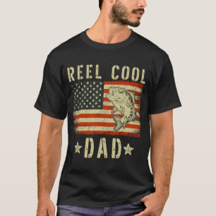 Fishing Dad Reel Cool Dad American Flag Vintage T-Shirt