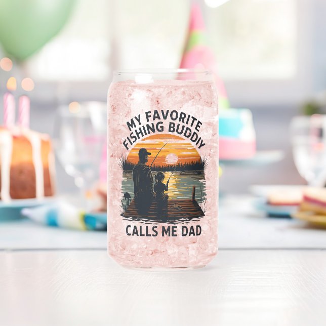 Fishing Dad Sunset Can Glass (Insitu (Birthday))