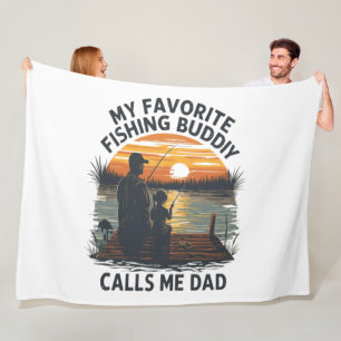 Fishing Dad Sunset Fleece Blanket