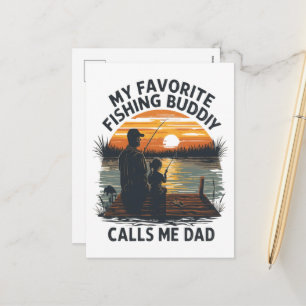 Fishing Dad Sunset Holiday Postcard