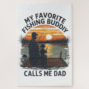 Fishing Dad Sunset Jigsaw Puzzle