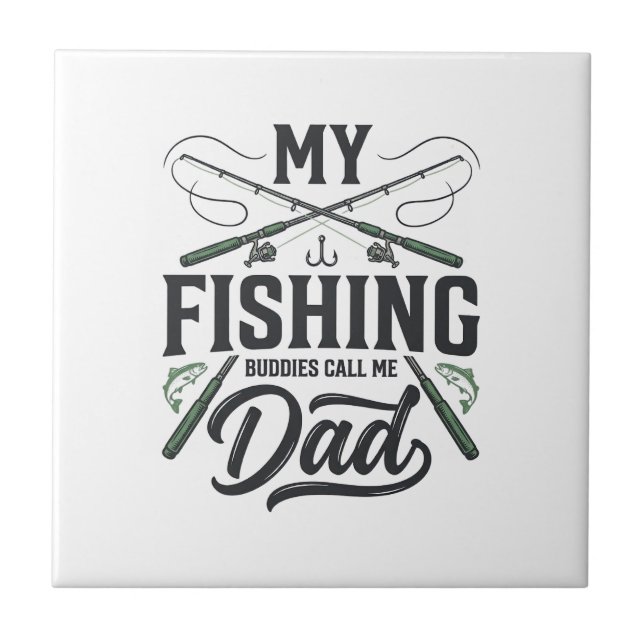 Fishing Dad Vintage Engraved  Shirt Design Ceramic Tile (Front)
