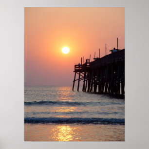 Fishing Daytona Beach Sunglow Pier Sunrise Poster