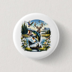 Fishing, Deer, Duck Hunting 3 Cm Round Badge