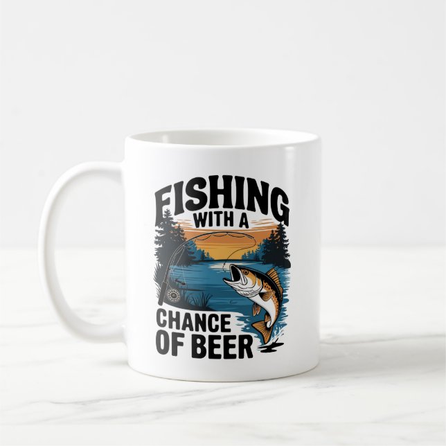 " Fishing Design: ‘Fishing with a Chance of Beer" Coffee Mug (Left)
