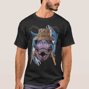 Fishing Dinosaur Rex Outdoor Fisherman Cute Fly Fi T-Shirt