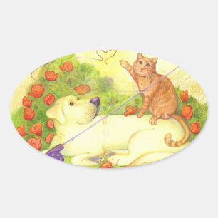 Fishing Dog and Cat / Stickers