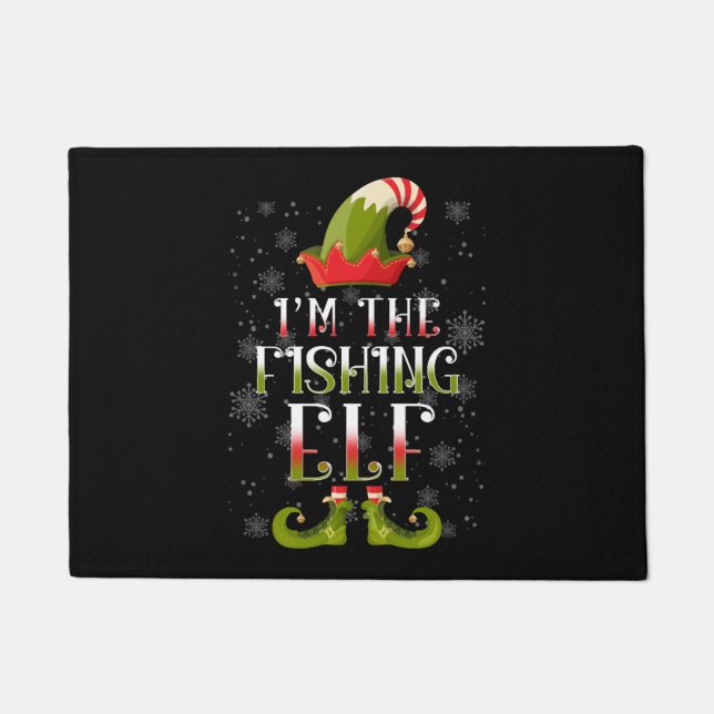 Fishing Elf Christmas Doormat (Front)