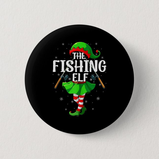 Fishing Elf Christmas Girls Women Elf Squad Xmas F 6 Cm Round Badge (Front)