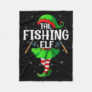 Fishing Elf Christmas Girls Women Elf Squad Xmas F Fleece Blanket