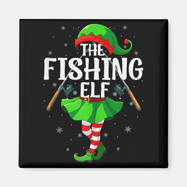 Fishing Elf Christmas Girls Women Elf Squad Xmas F Magnet (Front)