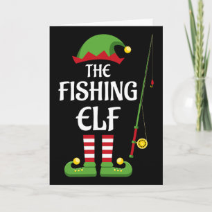 Fishing Elf Family Matching Group Christmas Card