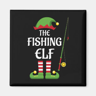 Fishing Elf Family Matching Group Christmas Magnet