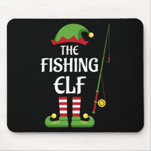 Fishing Elf Family Matching Group Christmas Mouse Pad