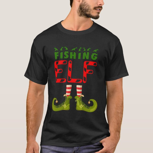 Fishing Elf Funny Group Matching Family Pyjamas Fo T-Shirt (Front)