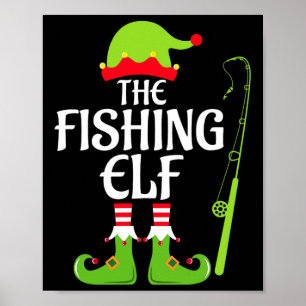 Fishing Elf Matching Family Group Christmas Party Poster