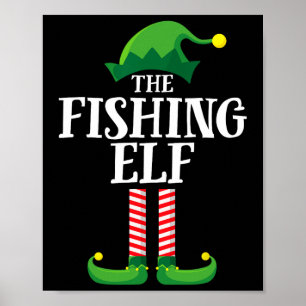 Fishing Elf Matching Family Group Christmas Party Poster
