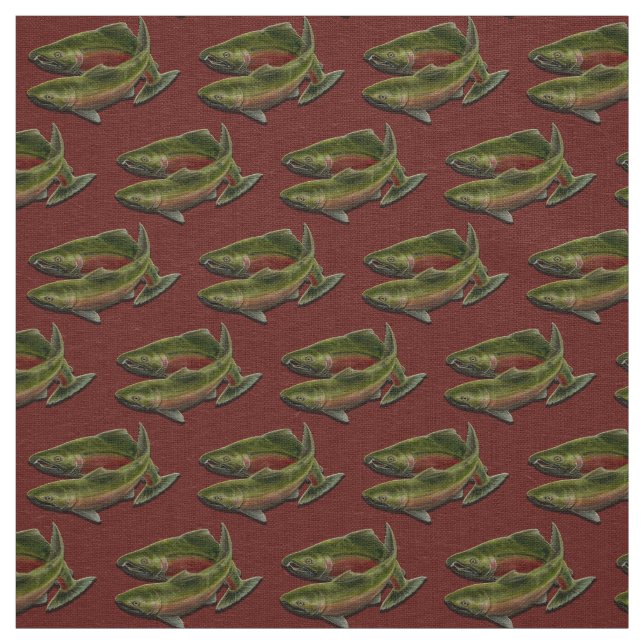Fishing Fabric Coho Salmon Fish Art Fabric (Swatch)