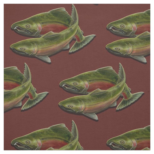 Fishing Fabric Coho Salmon Fish Pattern Fabrics (Swatch)