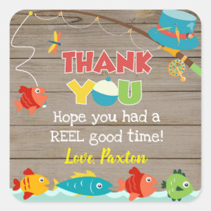 Fishing Fish Birthday Thank You Favour Stickers