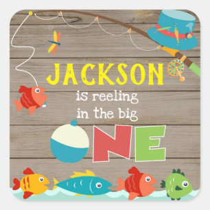 Fishing Fish Birthday Thank You Favour Stickers