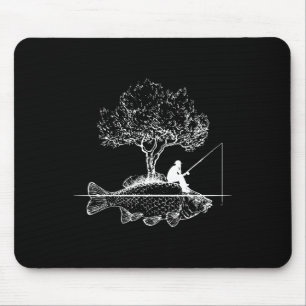 Fishing Fish Island Surreal Carp Angler Mouse Pad