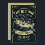 Fishing Fish Reel Black Gold Men 50th Birthday Invitation<br><div class="desc">50th birthday ideas for men: a fishing themed 50th birthday party invitation for him, featuring an illustration of a fish with fishing reels and lines, water and a banner. Black and faux gold yellow colour scheme. A modern, elegant 50th birthday party invitation for your husband, boyfriend, partner, grandpa, uncle etc....</div>