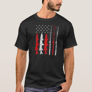 Fishing fish Rod line Reel stripes American Flag F T-Shirt