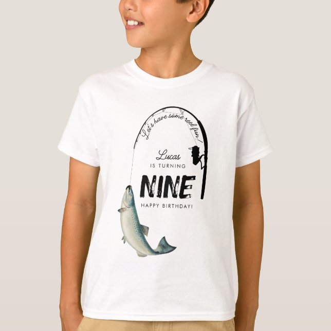 Fishing Fish Theme Reel Fun Kids Birthday Party T-Shirt (Front)
