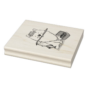 Fishing Fisherman American Eskimo Dog - Eskie Rubber Stamp