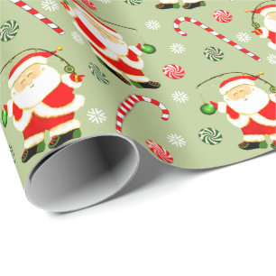Fishing Fisherman Christmas Wrapping Paper