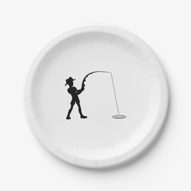 Fishing Fisherman Fish Paper Plate (Front)