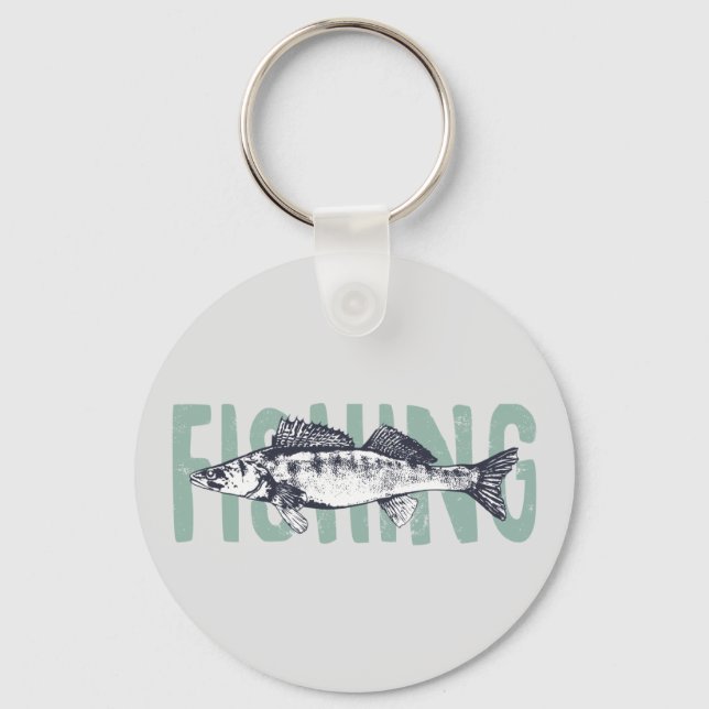 Fishing Fisherman Fish Text Art   Key Ring (Front)