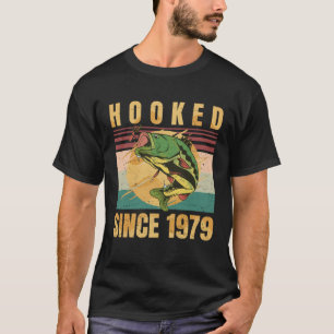 Fishing Fisherman Hooked Since 1979 Vintage Retr T-Shirt