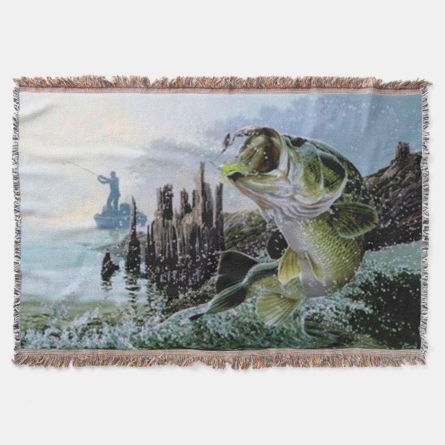 Fishing Fisherman Lake design Blanket (Front)