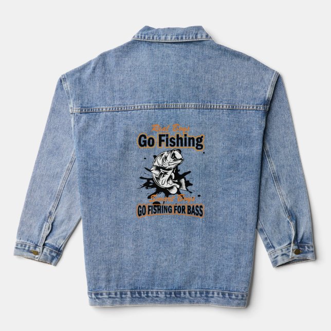 Fishing, Fisherman, Place, Fishing, Fish Shirt Denim Jacket (Back)