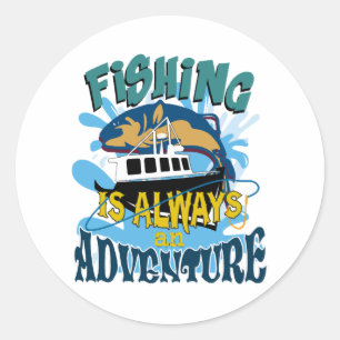 Fishing fishing boat classic round sticker