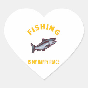 Fishing fishing design heart sticker