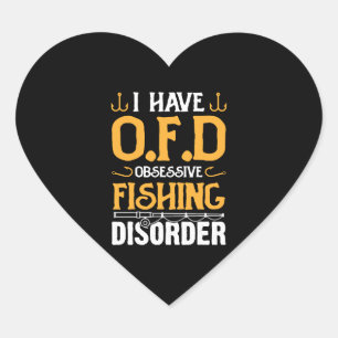 Fishing Fishing Fish Saying Heart Sticker