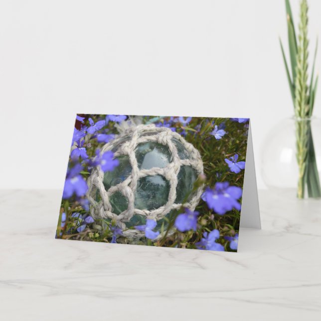 Fishing Float Among Flowers Card (Front)
