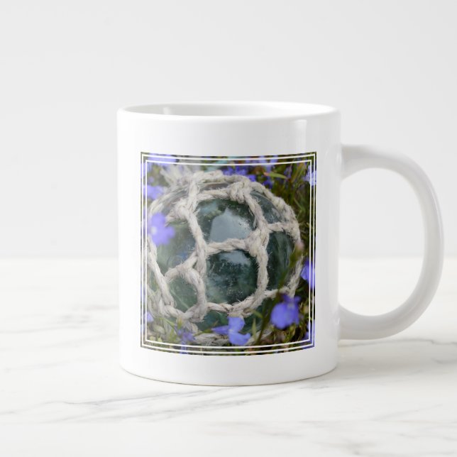 Fishing Float Among Flowers Large Coffee Mug (Right)