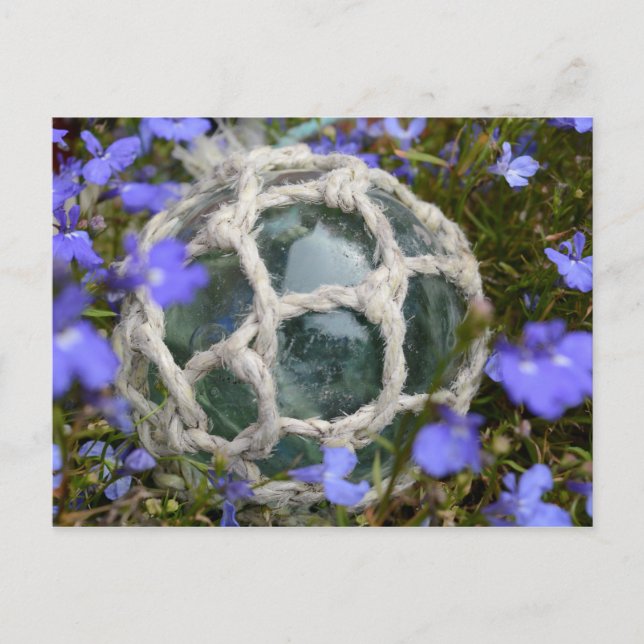 Fishing Float Among Flowers Postcard (Front)