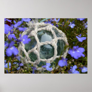 Fishing Float Among Flowers Poster