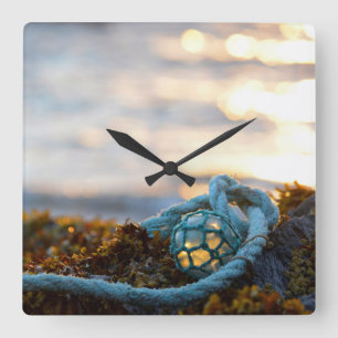 Fishing Float And Rope Scenic Square Wall Clock