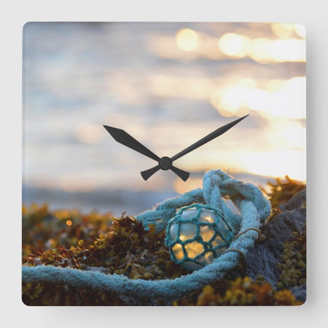 Fishing Float And Rope Scenic Square Wall Clock (Front)