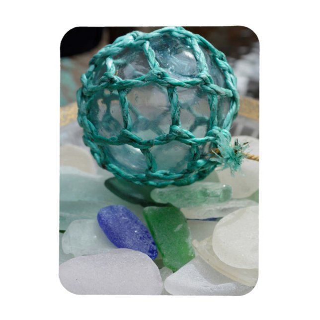 Fishing float on glass, Alaska Magnet (Vertical)