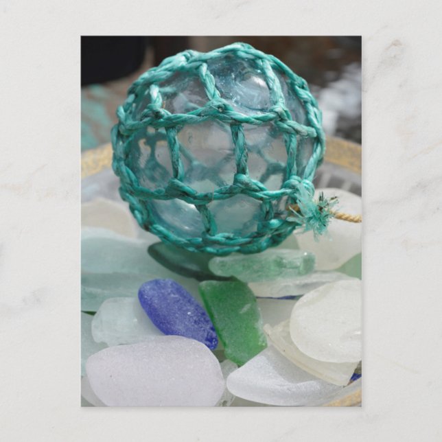 Fishing float on glass, Alaska Postcard (Front)