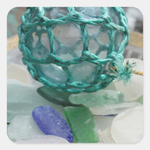 Fishing float on glass, Alaska Square Sticker